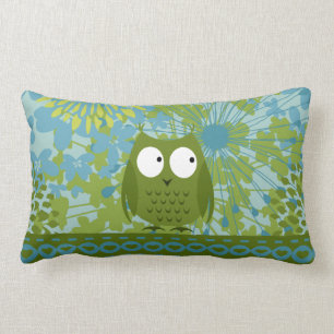 Coussin Rectangle Hibou mignon sur le ruban de coeur avec le motif