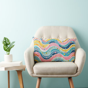 Coussin Rectangle Hippie amusante et colorée Art Abstrait