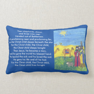 Coussin Rectangle Histoire de la Nativité Poème devant, scène de la 
