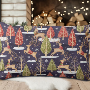 Coussin Rectangle Hiver des rennes Whimsical