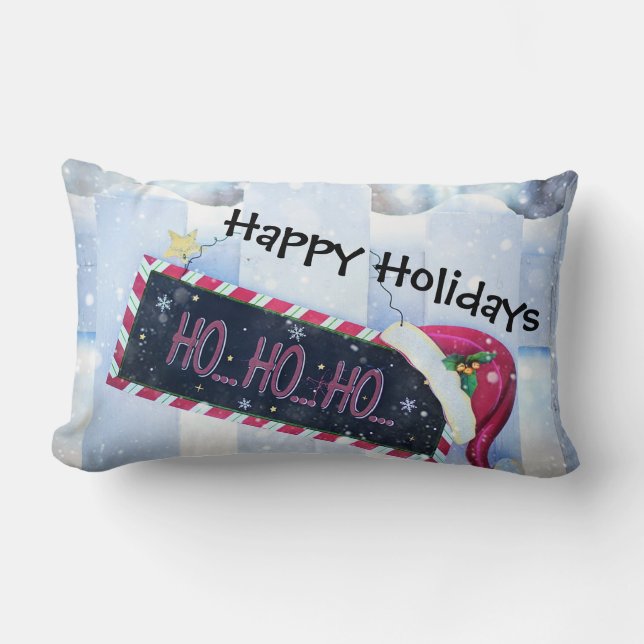 Coussin Rectangle Ho Ho Ho Joyeuses Fêtes (Recto)