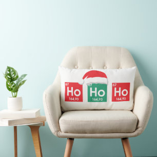Coussin Rectangle Ho Ho Ho Tableau périodique de Noël Humour Nerd