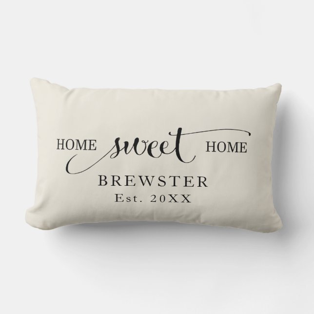Coussin Rectangle Home Custom Sweet Home Nom de famille (Recto)