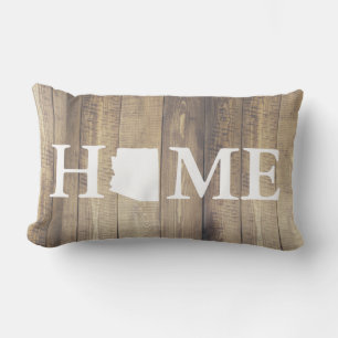 Coussin Rectangle Home State Arizona Rustic Wood Nom de famille