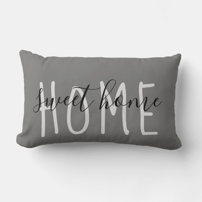 Coussin Rectangle Home Sweet Home Rustic Modern Grey (Recto)