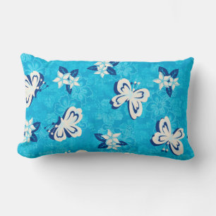 Coussin Rectangle Honolua Plumeria Papillon et Hibiscus Hawaïen