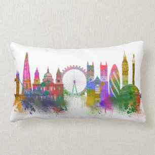 Coussin Rectangle Horizon de Londres - arc-en-ciel