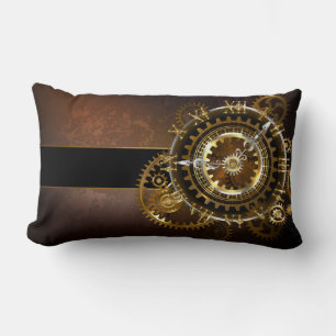 Coussin Rectangle Horloge Steampunk avec des engrenages anciens