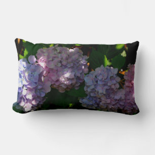 Coussin Rectangle Hydrangeas romantique bleu rose violet fleuri