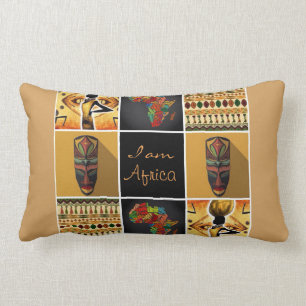 Coussin Rectangle I Am Africa Motif Print Collage