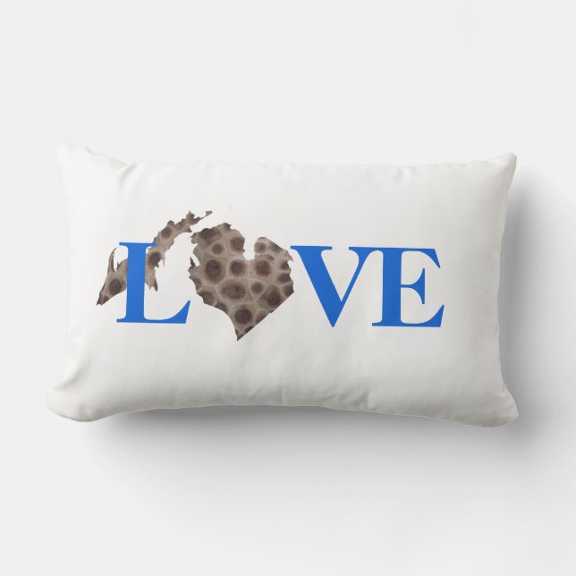 Coussin Rectangle I heart Michigan - Pierre de Petoskey (Recto)