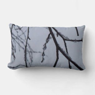 Coussin Rectangle Icy Branches Winter Nature Photographie