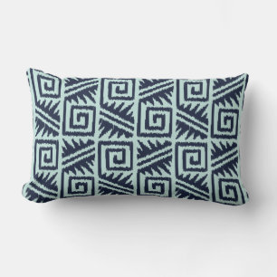 Coussin Rectangle Ikat Aztec Tribal - Indigo et Bleu Clair