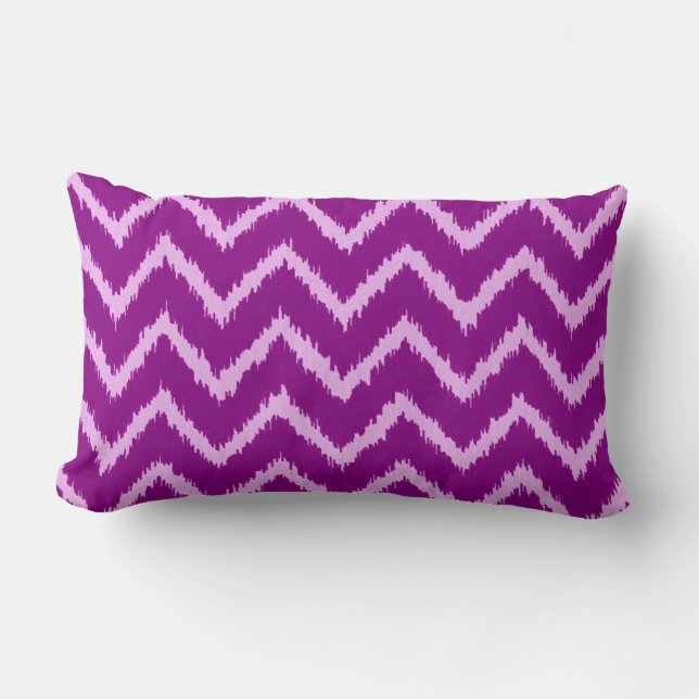 Coussin Rectangle Ikat Chevrons - Améthyste violet et orchidée légèr (Recto)