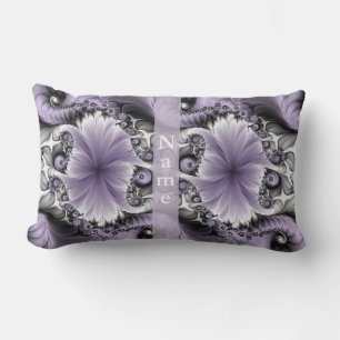 Coussin Rectangle Illusion de lilas Art fractal floral abstrait Nom
