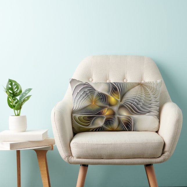 Coussin Rectangle Illusion d'optique abstraite fractale 3D avec prof (Chaise)