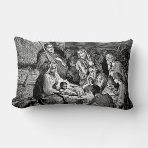 Coussin Rectangle Illustrated Christmas Nativity Scene