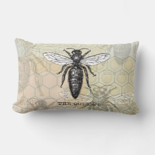 Coussin Rectangle Illustration Antique d'Insecte de Bourdon Reine Ab