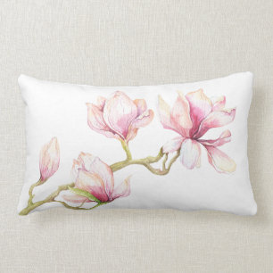 Coussin Rectangle Illustration des aquarelles de Magnolia rose