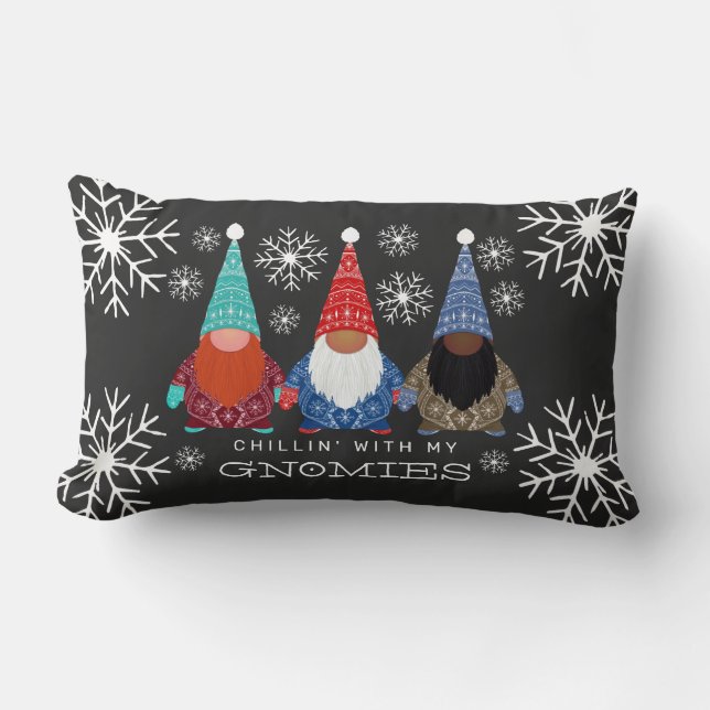 Coussin Rectangle Illustration du flocon de neige de Chillin' Gnomes (Recto)
