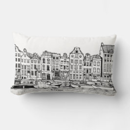 Coussin Rectangle Illustration du paysage urbain du canal d'Amsterda