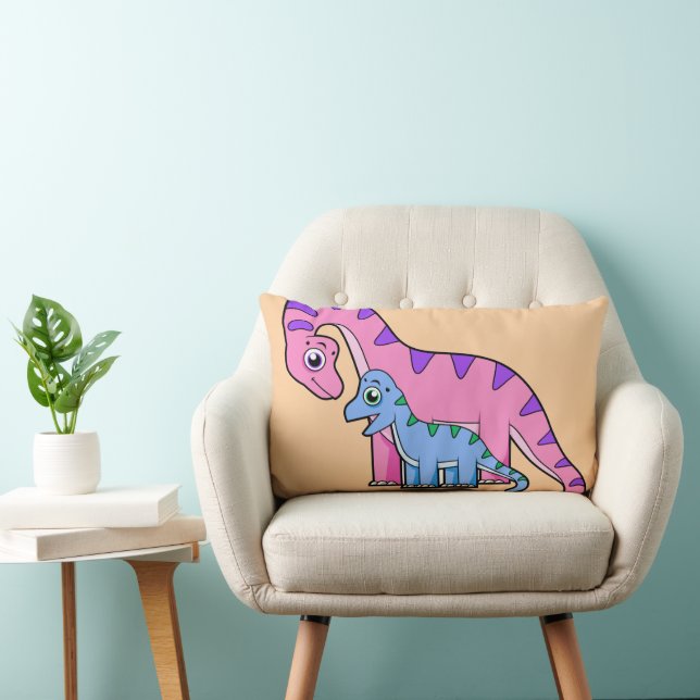 Coussin Rectangle Illustration D'Un Brachiosaurus Mère Et Enfant. (Chaise)
