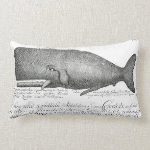 Coussin Rectangle Illustration vintage de baleine, carreau nautique