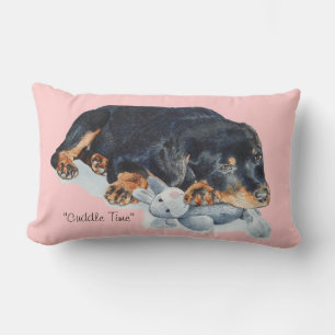 Coussin Rectangle image de rottweiler de caresse de nounours de