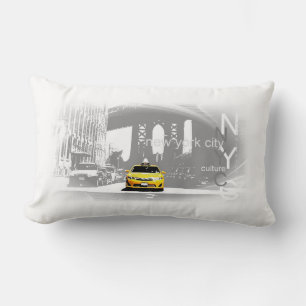 Coussin Rectangle Image jaune d'art de bruit de pont de Brooklyn de