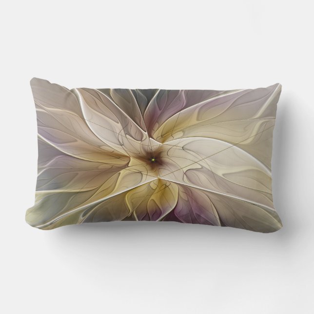 Coussin Rectangle Imaginaire Floral Gold Eggplant Art Fractal Abstra (Recto)