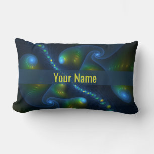 Coussin Rectangle Imaginaire Lumières Art Abstrait Bleu Vert Jaune N
