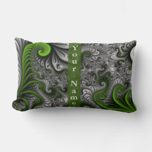 Coussin Rectangle Imaginaire Monde Vert Gris Abstrait Fractal Art No
