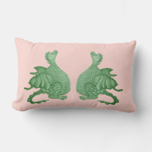 Coussin Rectangle imaginaire mythique créatures deux dragons verts m