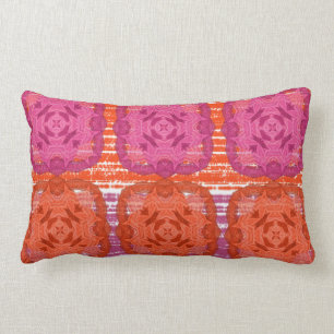 Coussin Rectangle Impression Carré à mélange orange rose chaud class