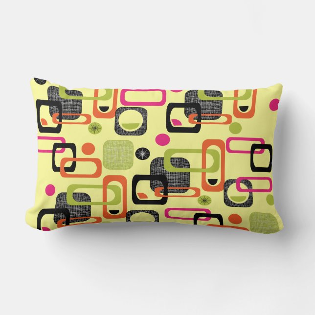 Coussin Rectangle Impression de structure géométrique de style rétro (Recto)