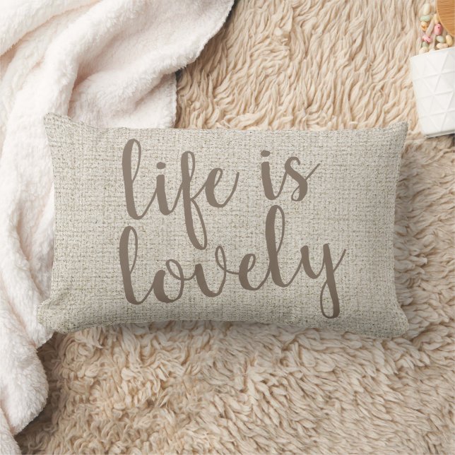 Coussin Rectangle Impression de tissu rustique, écriture Life Is Lov (Couverture)