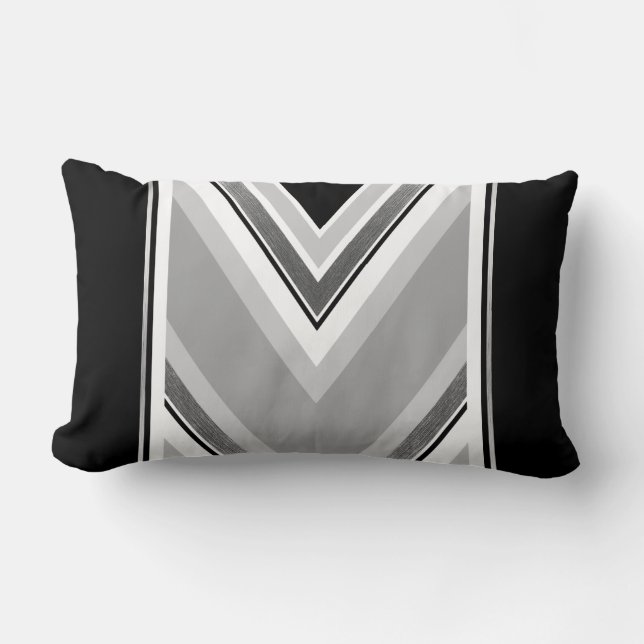 Coussin Rectangle Impression diagonale noire, grise, métallique rayé (Recto)