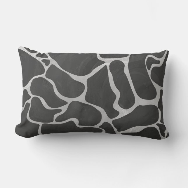 Coussin Rectangle Impression Giraffe noir et gris clair (Recto)