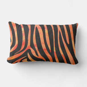 Coussin Rectangle Impression noire et orange Zebra