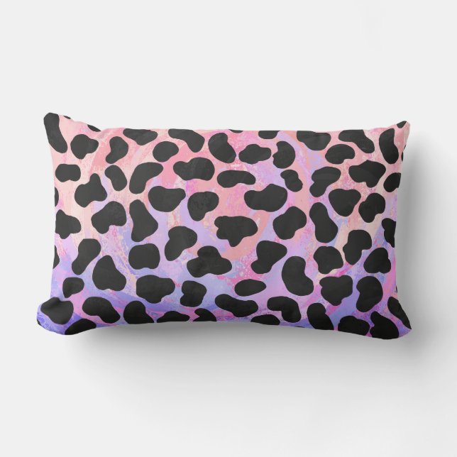 Coussin Rectangle Impression noire et rose dalmate (Recto)