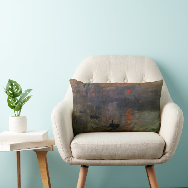 Coussin Rectangle Impression Sunrise par Claude Monet, Art Vintage (Chaise)