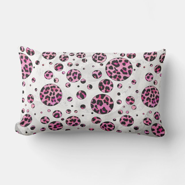 Coussin Rectangle Impression taches de léopard noir et rose vif (Recto)
