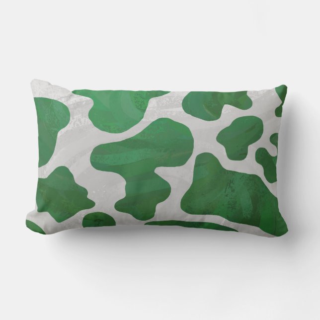 Coussin Rectangle Impression verte et blanche de vache (Recto)
