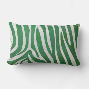 Coussin Rectangle Impression verte et blanche Zebra