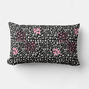 Coussin Rectangle Imprimez les pattes motif NS 01b. BG noir