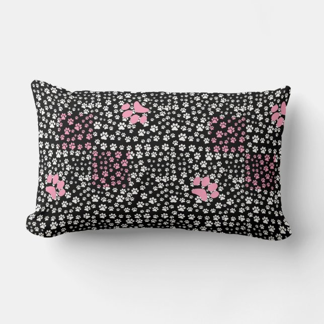 Coussin Rectangle Imprimez les pattes motif NS 01b. BG noir (Recto)