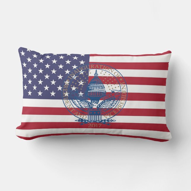 Coussin Rectangle Inauguration Donald Trump Logo American Flag USA (Recto)