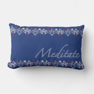 Coussin Rectangle Indian Motif Meditate Lavender & Gold Navy