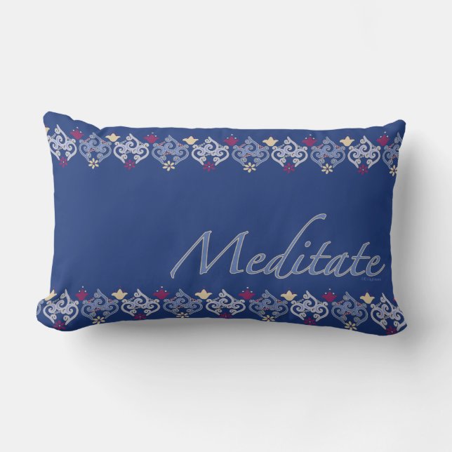Coussin Rectangle Indian Motif Meditate Lavender & Gold Navy (Recto)