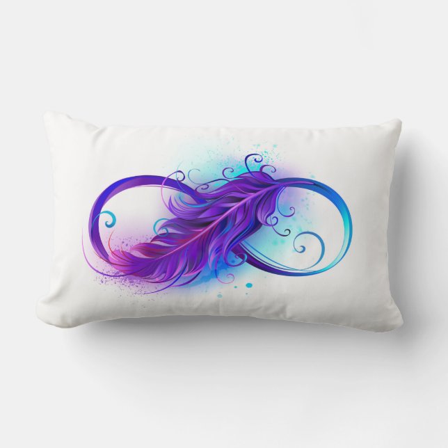 Coussin Rectangle Infinity with purple feather (Recto)